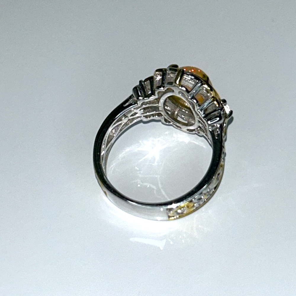 NWOT Gems En Vogue Sterling 18K Ethiopian Opal White Topaz Designer Ring Boho - Picture 7 of 10